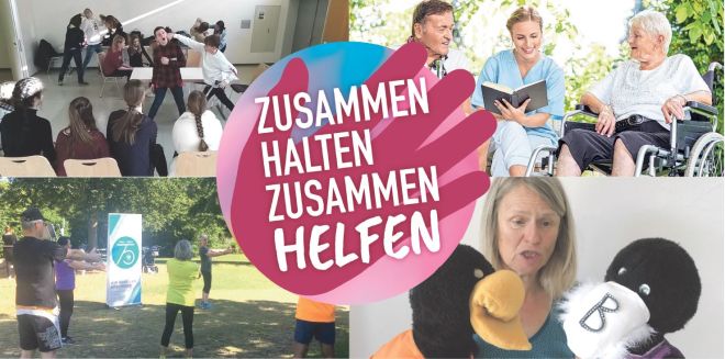 Zusammenhalten Zusammenhelfen Collage