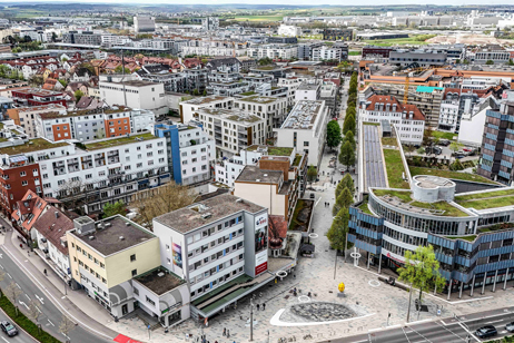 Böblingen von oben am Elbenplatz