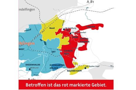 Karte mit Gebieten von Böblingen Karte mit Gebieten von Böblingen