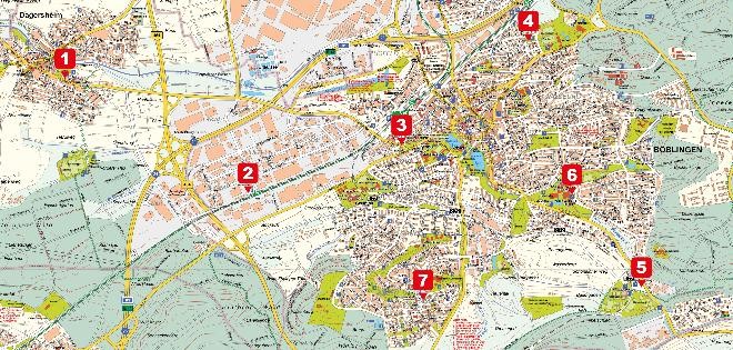 Karte mit den Notfalltreffpunkten 1-7 Karte mit den Notfalltreffpunkten 1-7