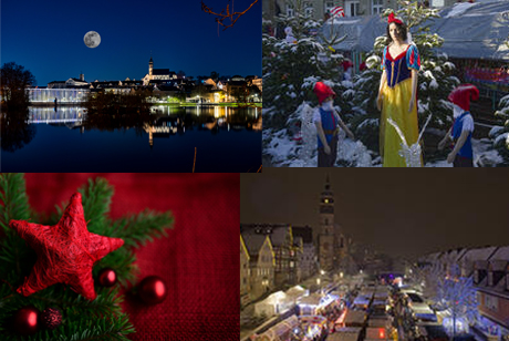 Blick von oben auf den Weihnachtsmarkt in Böblingen